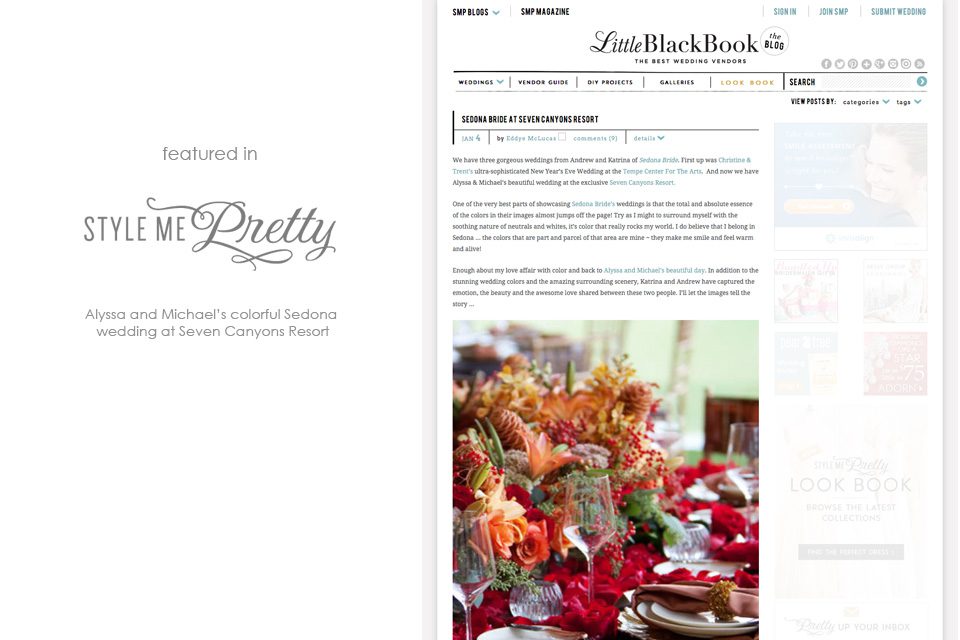 Style Me Pretty featured Seven Canyons wedding
