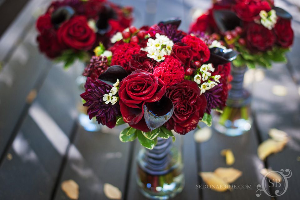 Red and burgundy bouquets