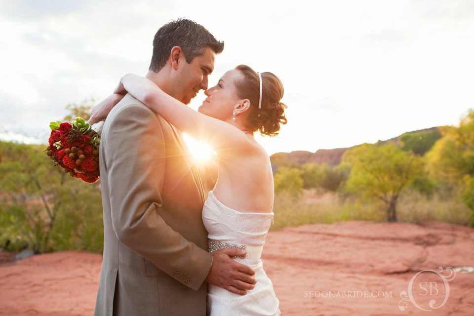 Groom and Bride at Red Rock Crossing