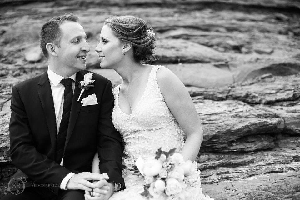 black and white Sedona wedding photography