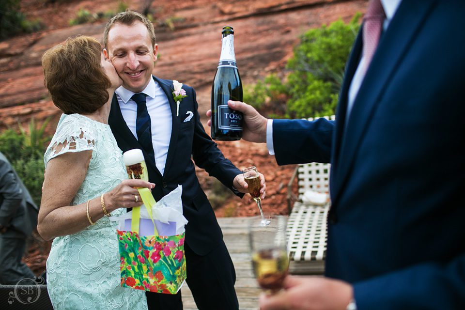 Sedona wedding and champagne