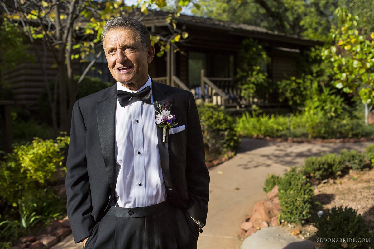 Sedona chapel wedding ~ Anita and Armand's wedding in Sedona - Armand, the handsome groom, awaits his Sedona Bride Anita