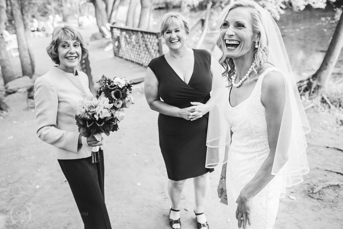 Sedona chapel wedding ~ Anita and Armand's wedding in Sedona - The girls have a laugh before Anita and Armand share their first meeting