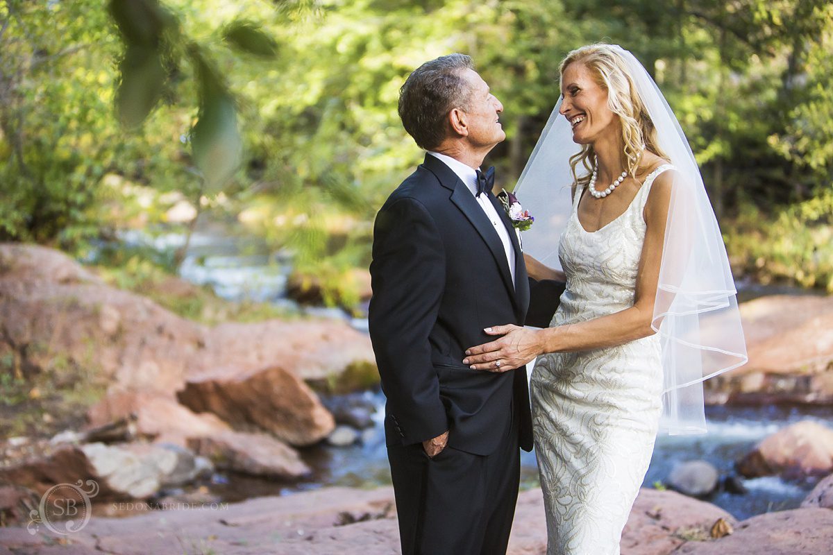 Sedona chapel wedding ~ Anita and Armand's wedding in Sedona - Time for the romantic first meeting portraits.