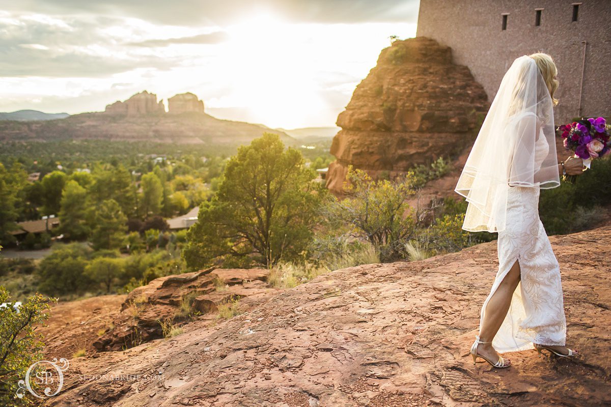 Sedona chapel wedding ~ Anita and Armand's wedding in Sedona - A quick, off-moment of the bride before her Sedona wedding.