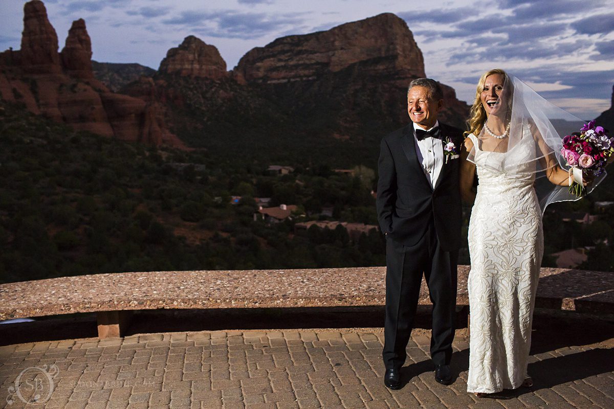 Sedona chapel wedding ~ Anita and Armand's wedding in Sedona - The newlywed couple smiles.