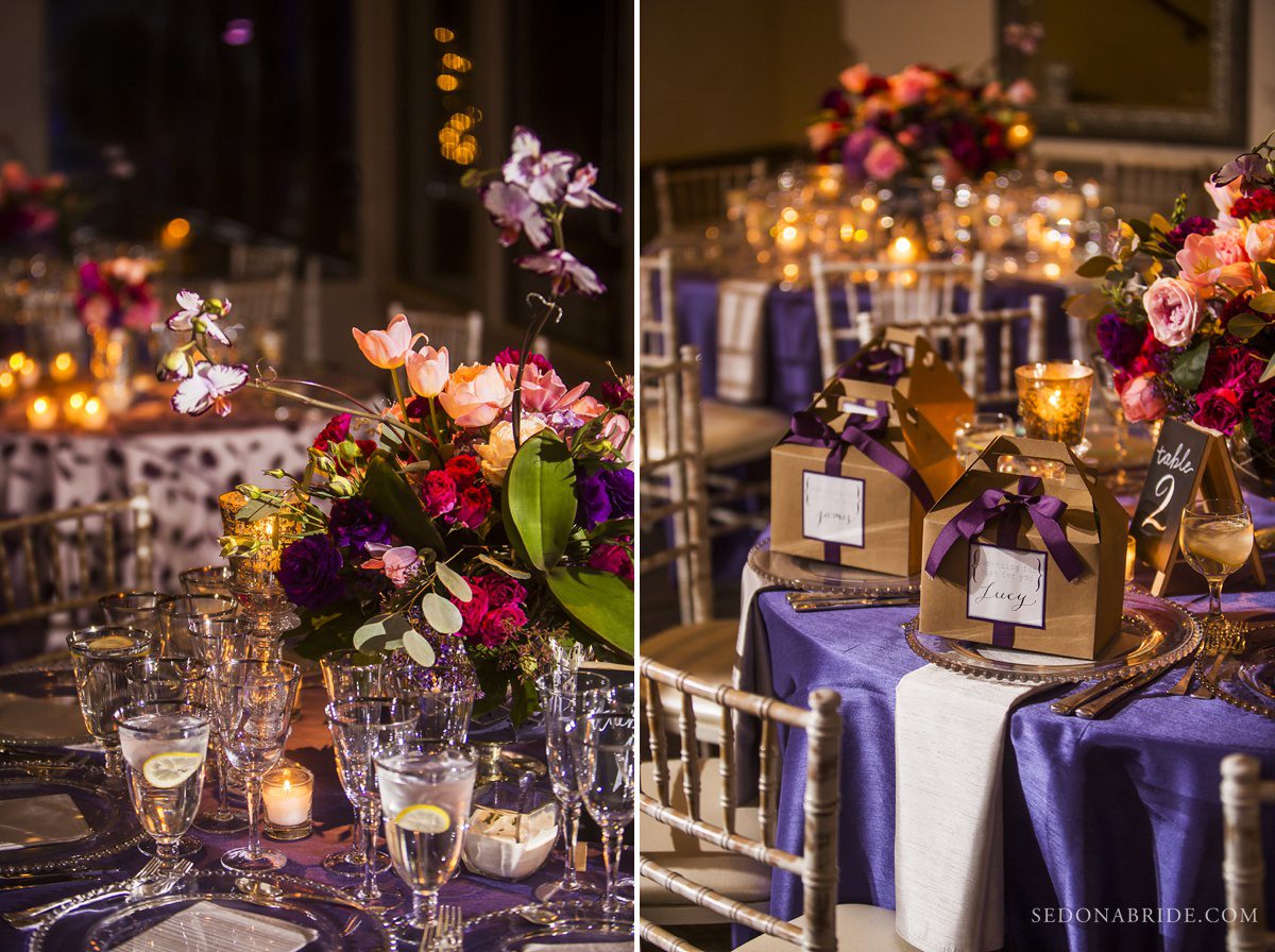 Sedona chapel wedding ~ Anita and Armand's wedding in Sedona - Sedona wedding reception each table had a very unique setting.