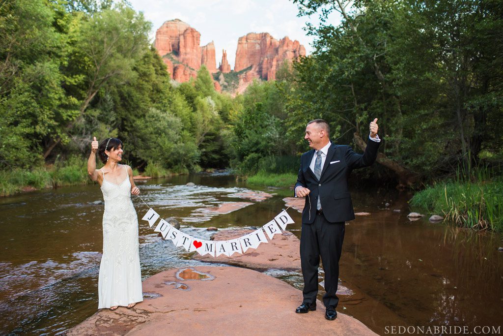 Congratulations to the newlyweds married on Oak Creek at Red Rock Crossing in Sedona, Arizona.