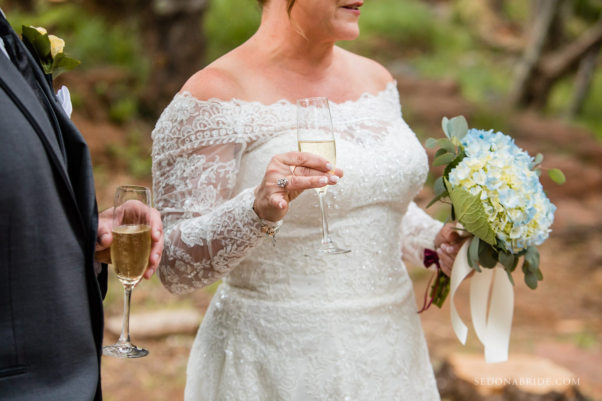 Champagne toast at a L'Auberge wedding 