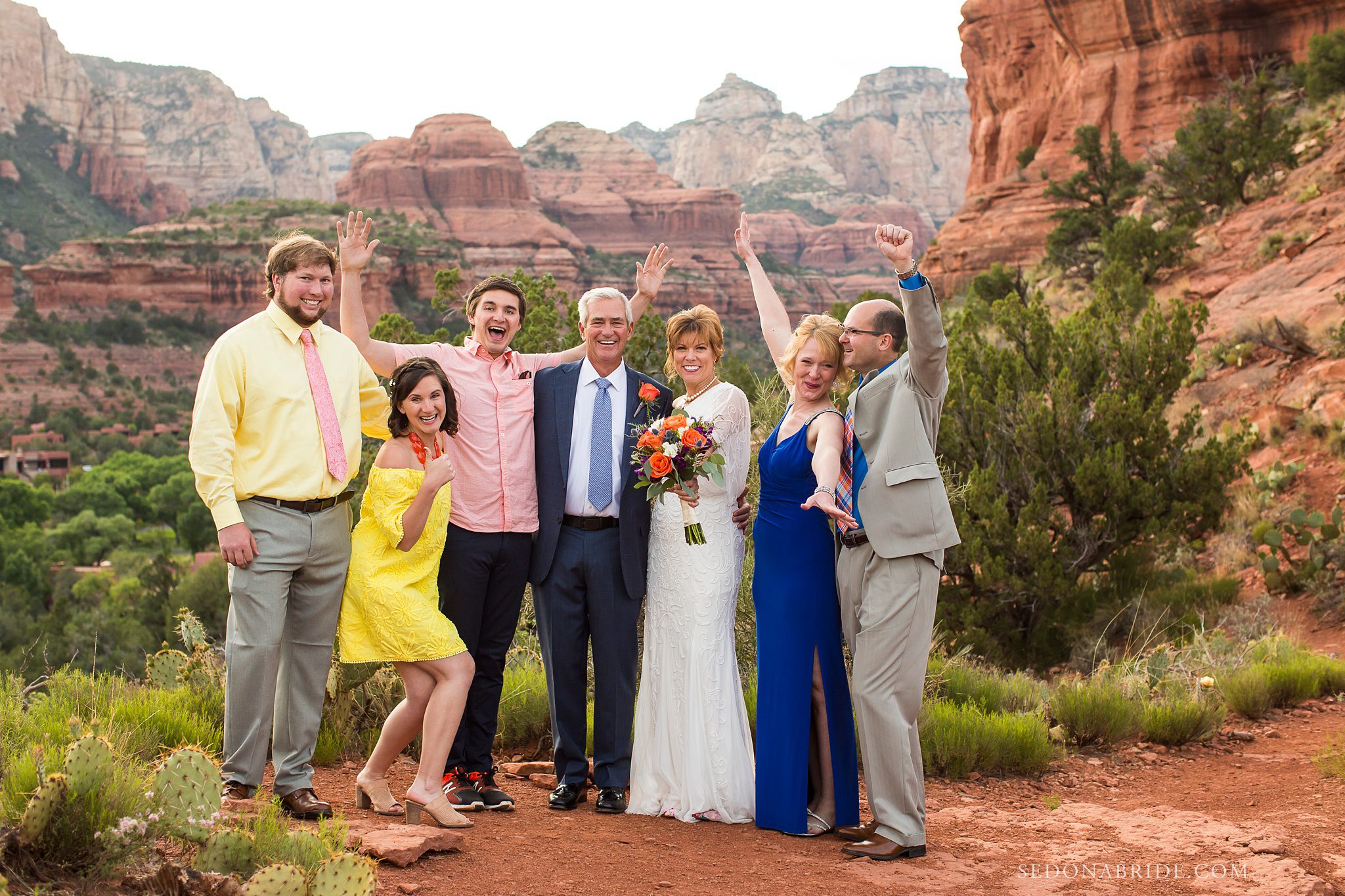 a group photo of an elopement at Enchantment Resort 